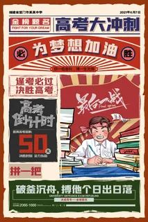 高考加油高考海报冲刺逢考必过模板PSD分层设计素材 高考加油高考海报冲刺逢考必过模板PSD分层设计素材