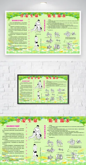 创意防溺水知识宣传设计图片