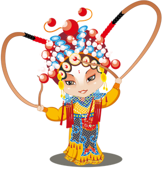 卡通京剧戏剧人物脸谱插画PNG图片 国潮中国风Q版戏剧人物PS素材