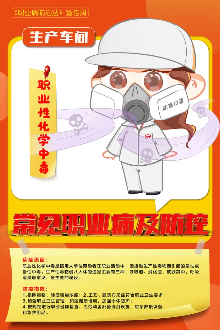 常见职业病及防控职业性化学中毒psd模版下载