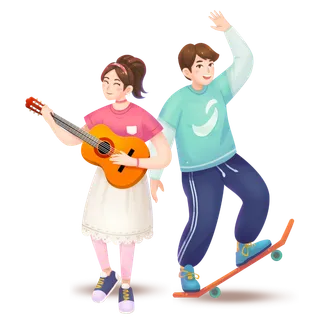 54青年节时尚活力男女插画