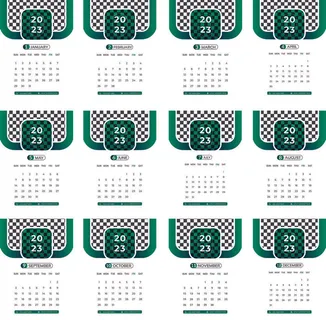 2023年日历新年绿白