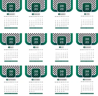 2023年日历新年绿白