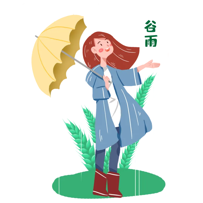  二十四节气谷雨场景插画psd模版下载