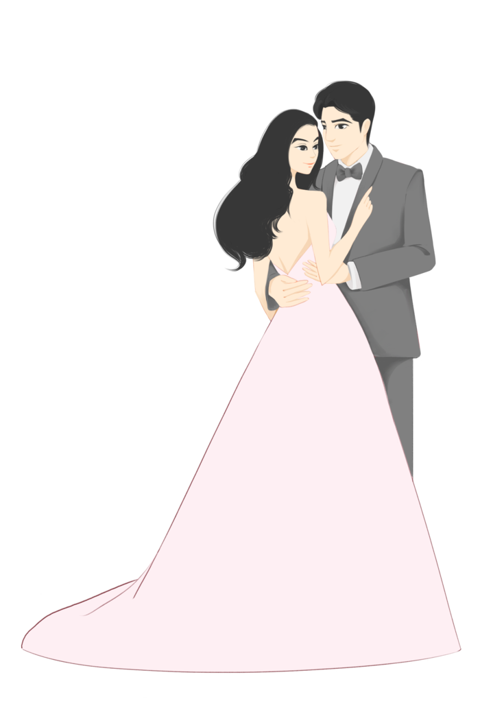婚纱卡通人物婚礼白纱结婚婚纱摄影手绘