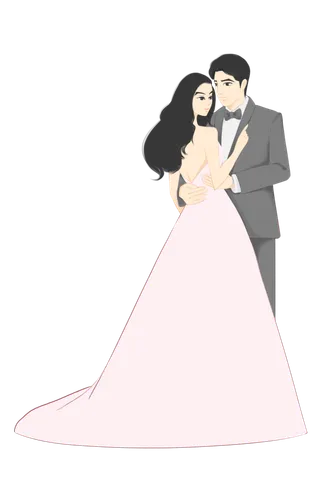 婚纱卡通人物婚礼白纱结婚婚纱摄影手绘