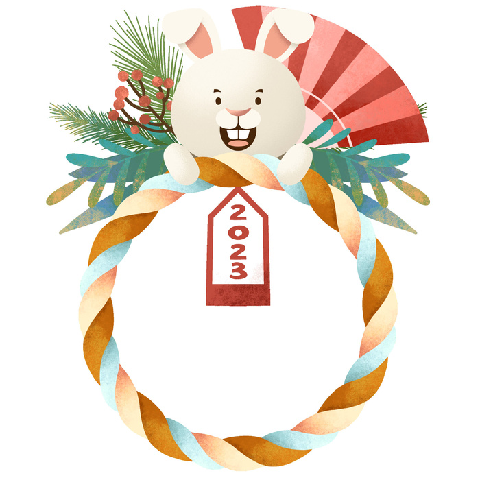 兔年2023年挂画psd模版下载