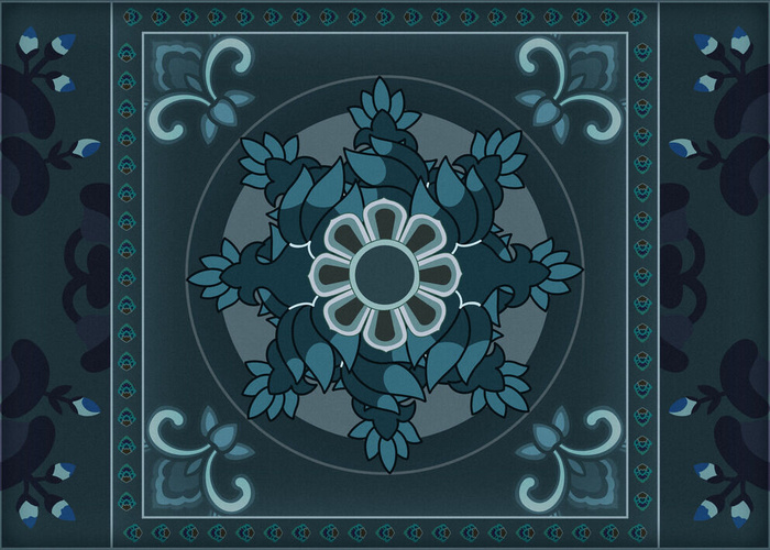 复古中式国潮风敦煌花纹装饰图案花卉藻井肌理圆形边框素材
