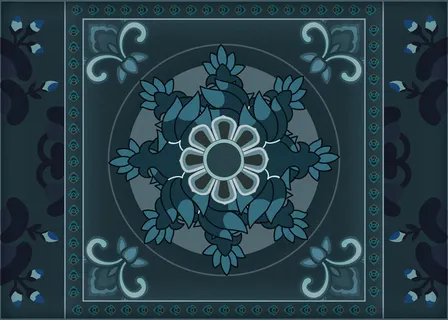 复古中式国潮风敦煌花纹装饰图案花卉藻井肌理圆形边框素材