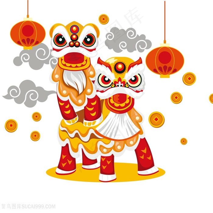 中国喜庆舞狮图片PNG免抠图