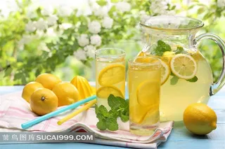 春夏绿色清新大自然唯美新鲜柠檬茶鲜花摄影