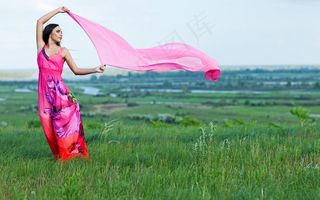 清新美女风景图片