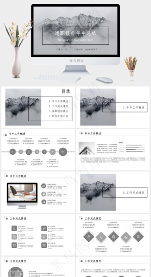总结
计划
项目展示
灰色PPT模板预览图