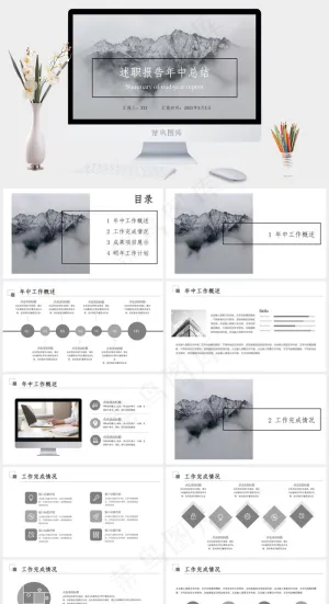 总结
计划
项目展示
灰色PPT模板预览图