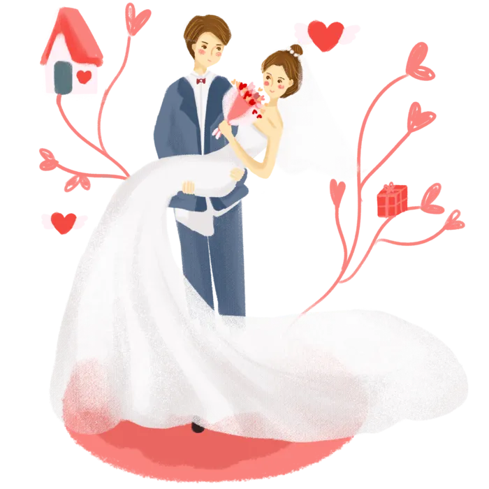 婚纱卡通人物婚礼白纱结婚婚纱摄影手绘