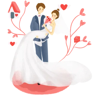 婚纱卡通人物婚礼白纱结婚婚纱摄影手绘