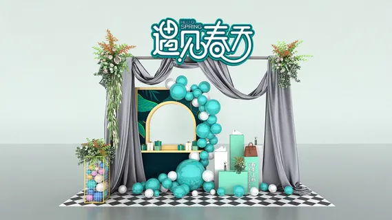 春天门头cdr设计素材春季美陈景观拱门打卡拍照框dp堆头3d模板 春天门头cdr设计素材春季美陈景观拱门打卡拍照框dp堆头3d模板