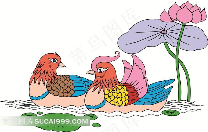 莲花鸳鸯吉祥素材图片