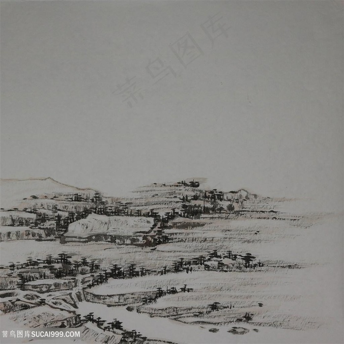 王军河工笔山水青绿山水传统山水皴法国画界画鬼脸皴袁江袁耀折带皴