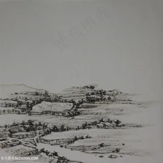 王军河工笔山水青绿山水传统山水皴法国画界画鬼脸皴袁江袁耀折带皴