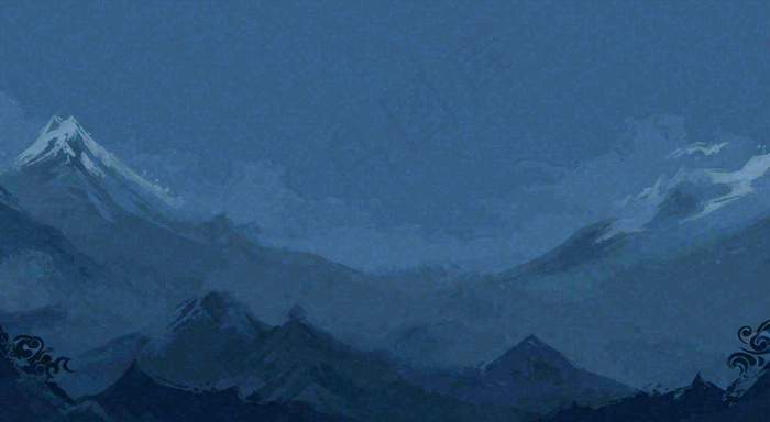 中国风意境山脉雪山海浪蓝色云层，末日暗黑恐怖(1488x816)