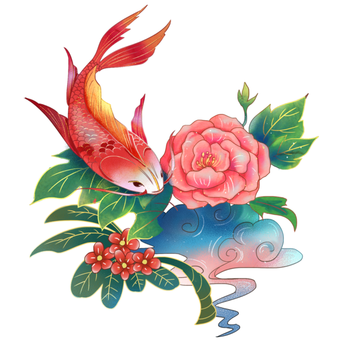 国潮仙鹤插画免扣素材设计素材