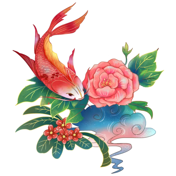 国潮仙鹤插画免扣素材设计素材