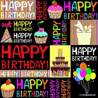 生日英文糕点插画