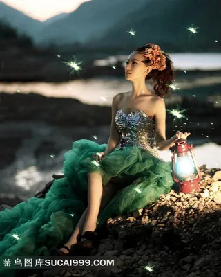 梦幻迷人海边美女婚纱摄影广告