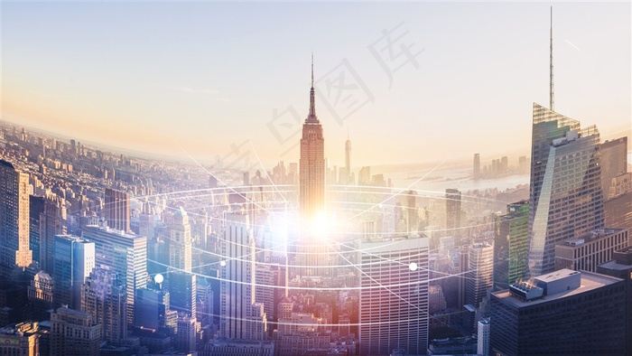 金融绚丽城市背景商务风