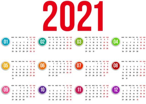 2021 年日历 PNG免抠(600x429)