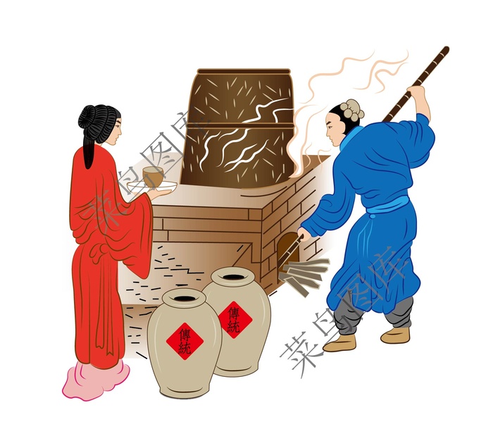 古代酿造，酿酒矢量ai矢量模版下载