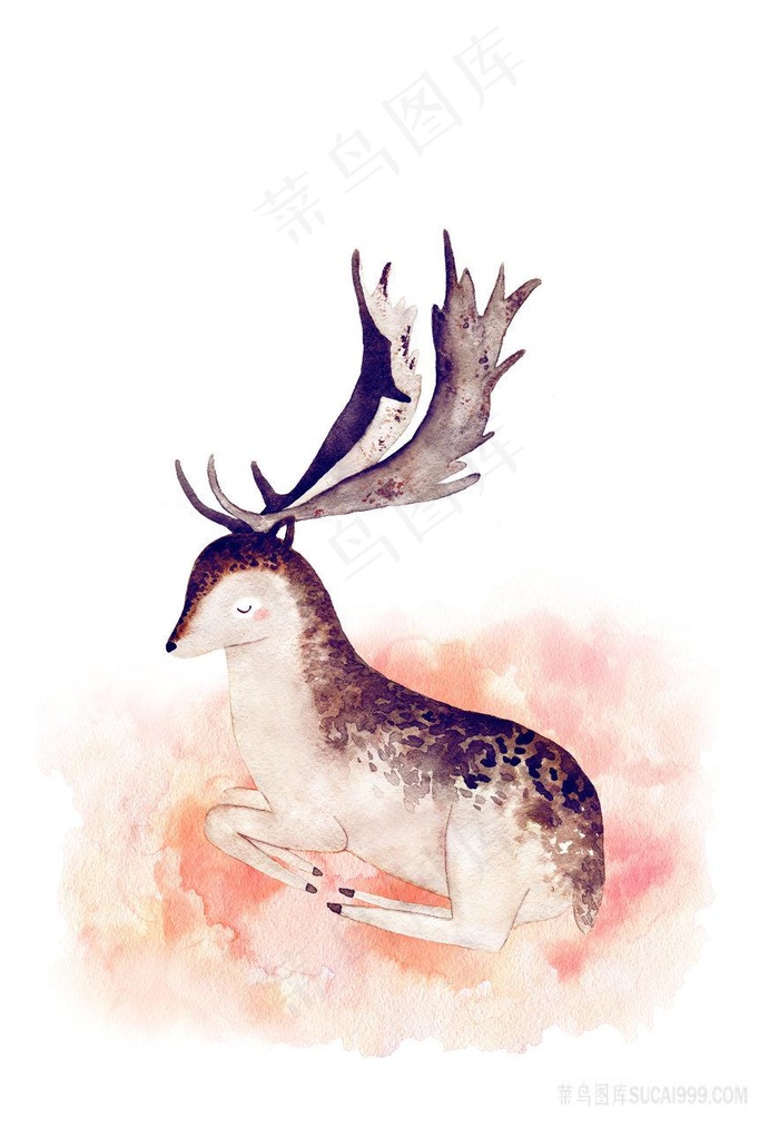 水彩麋鹿高清装饰画