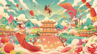 创意2023兔年元旦海报