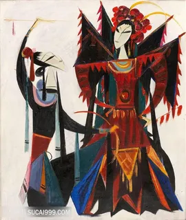 林风眠水彩喜剧插画装饰画