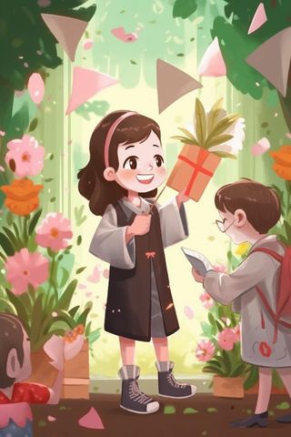 毕业学生穿着学士服花海报素材背景