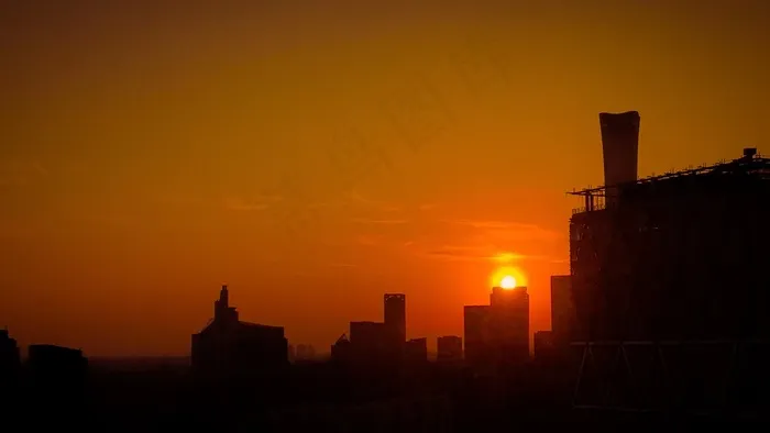 城市高清夕阳晚霞