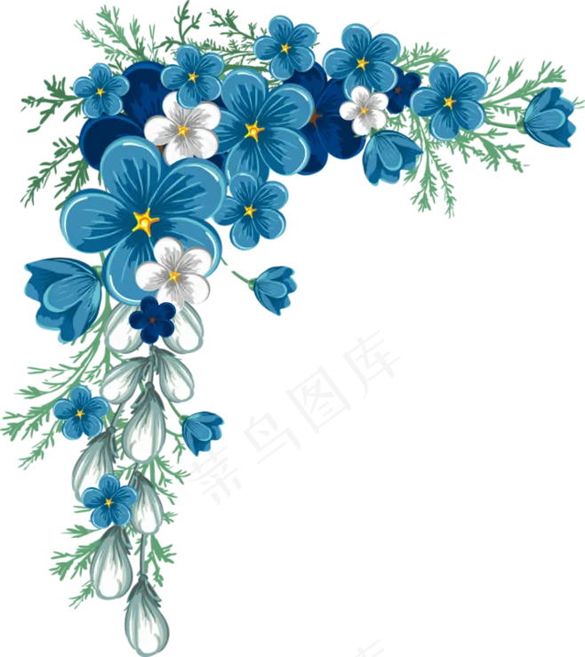 蓝色花装饰点缀花朵
