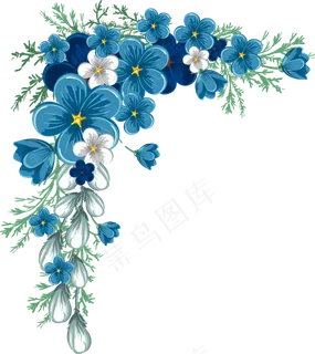 蓝色花装饰点缀花朵 蓝色花装饰点缀花朵
