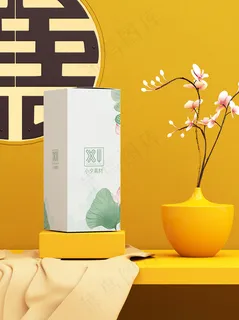 唯美国潮风中式纸盒智能贴图样机