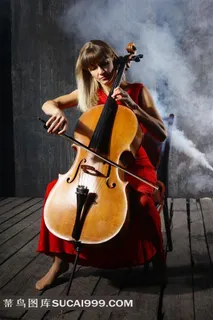 拉大提琴的美女音乐家图片素材 拉大提琴的美女音乐家图片素材