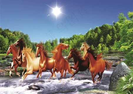 马 大型壁画 背景墙 电视墙壁画 三D电视墙 三D沙发墙 三D背景墙 三D壁画 壁纸