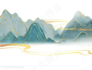 国画风格山水风景