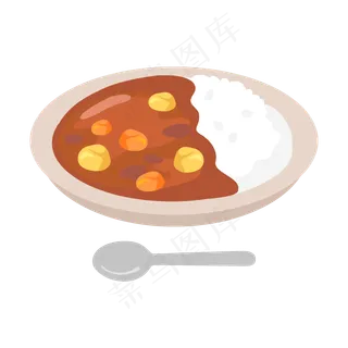 棕色卡通动漫食物午餐晚餐咖喱米饭可爱免扣元素