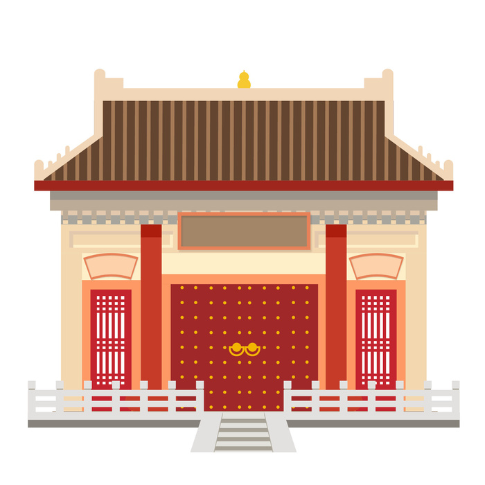 复古中国风国潮古建筑插画手绘高楼古塔AI素材亭子png免抠图