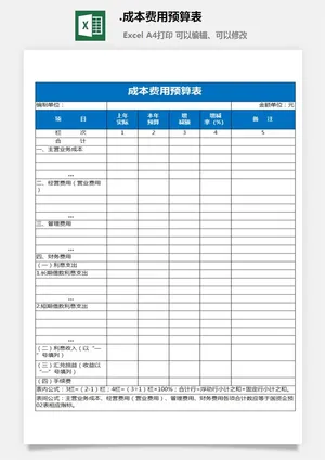 22.成本费用预算表预览图