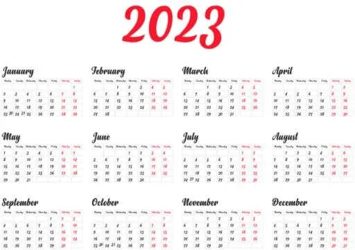 2023 年日历 PNG免抠(600x422)