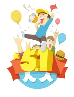 五一劳动节创意人物场景插画