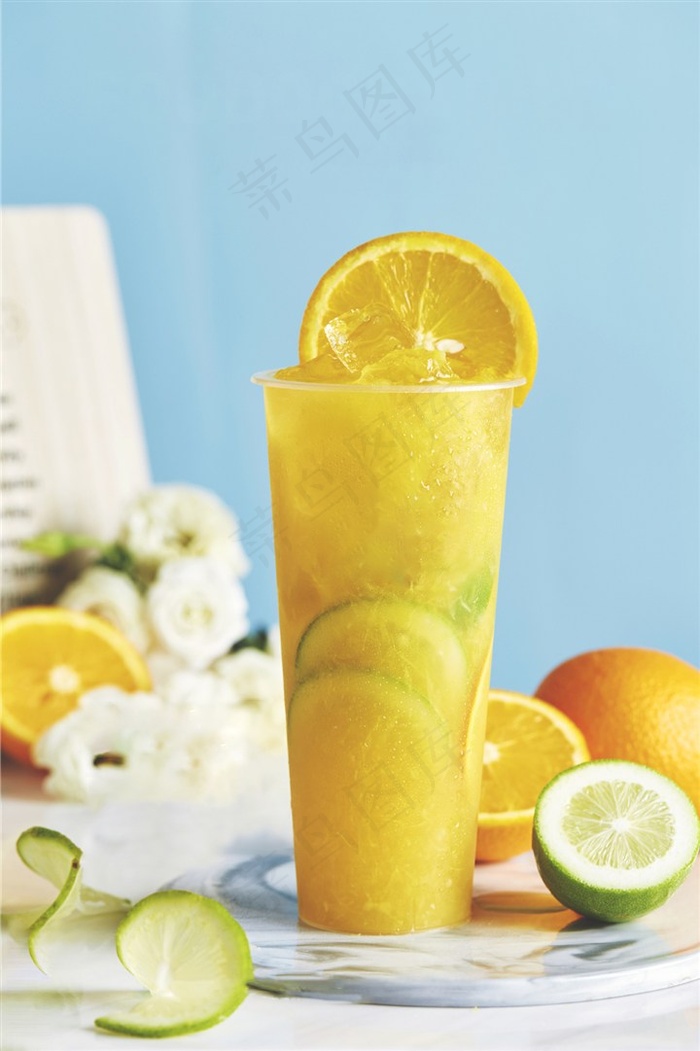 柠檬鲜橙水果茶咖啡店饮品图片