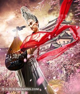 抱琵琶的银睿姬电影狄仁杰之神都龙王角色海报